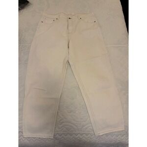 H&M White High Waisted 5 Pocket Straight Leg Denim Jeans Sz16